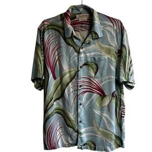 Tommy Bahama Silk Camp Shirt | Men’s Large | Tropical Blue Green Floral